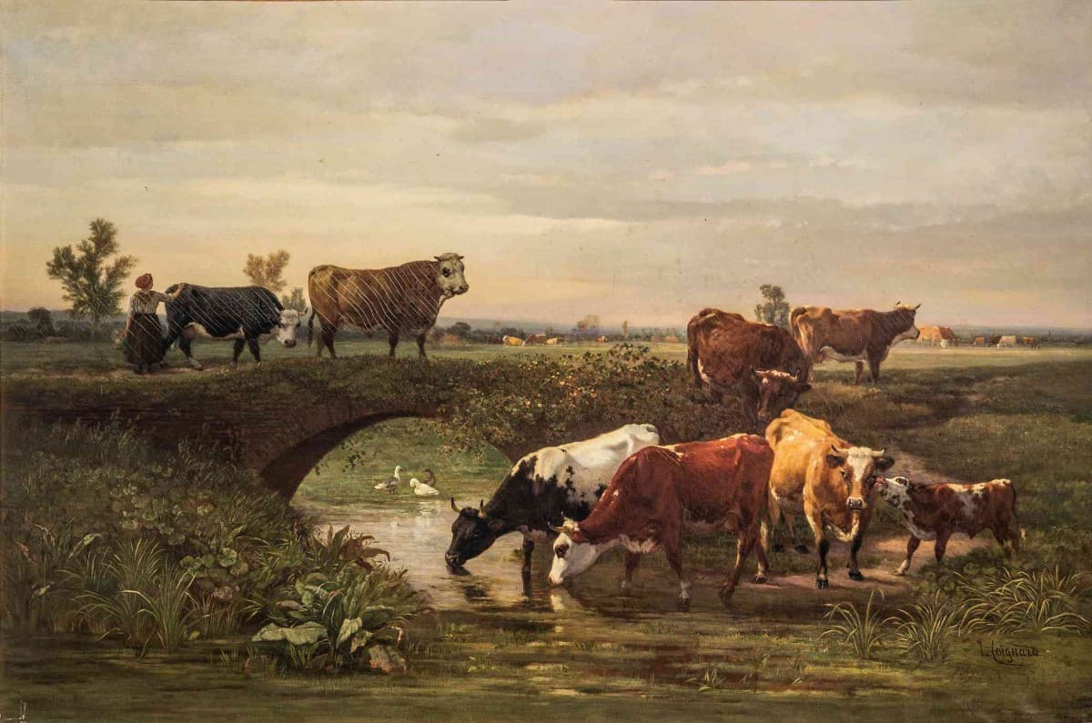 Louis Coignard, Herbage et abrevoir dans la vallée d'Auge, 1859, coll. Musée d'art et d'histoire de Lisieux