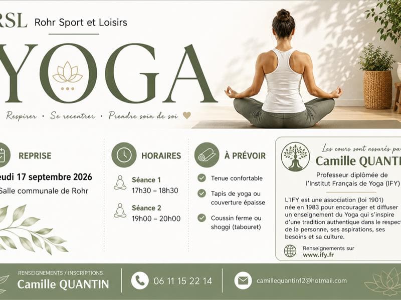 Reprise des cours de Yoga avec Rohr Sport et Loisirs