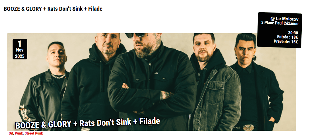 Booze & Glory + Rats don't sink + Filade_Marseille