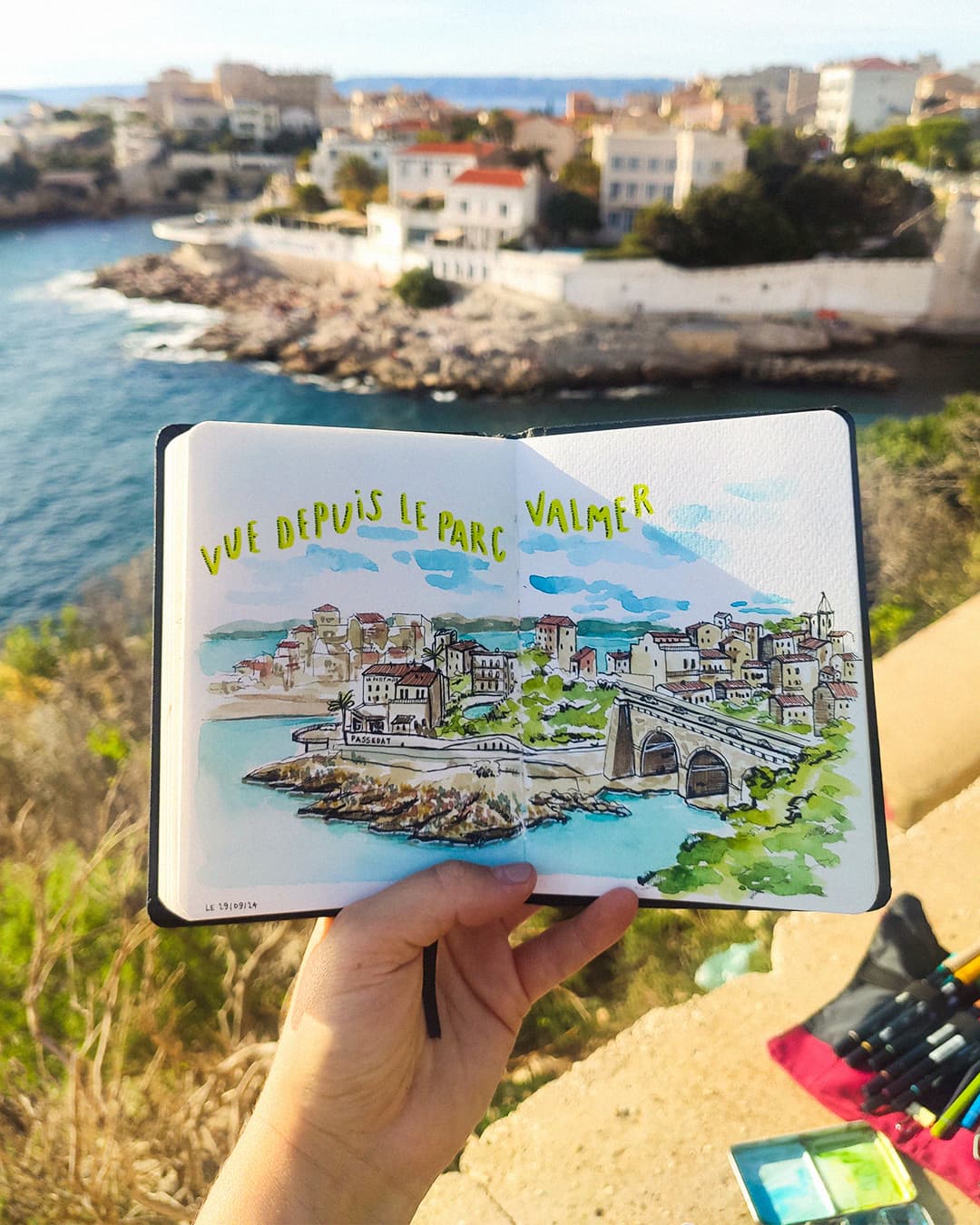 Aquarelle au Vallon des Auffes, Marseille