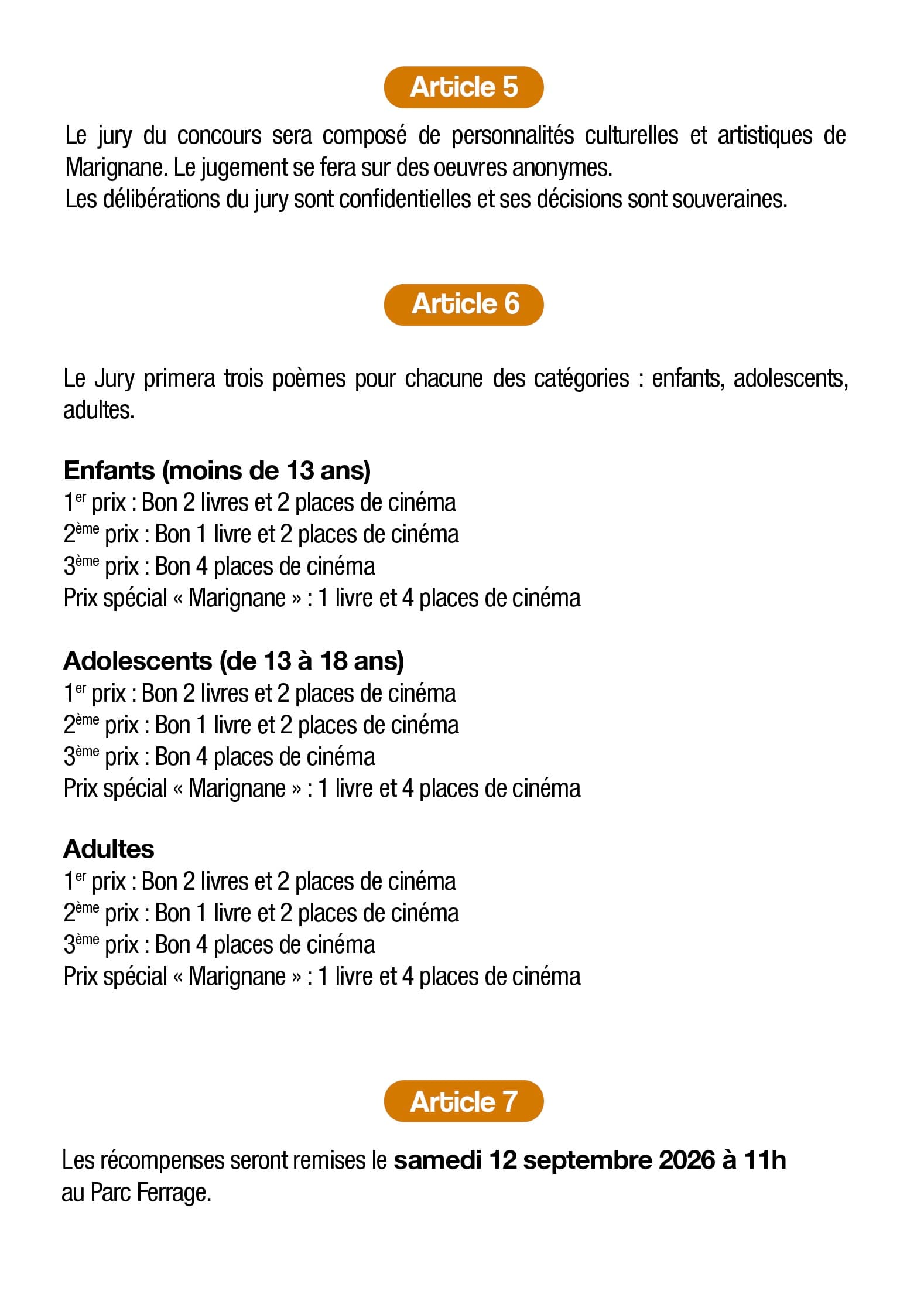 Concours de poésie