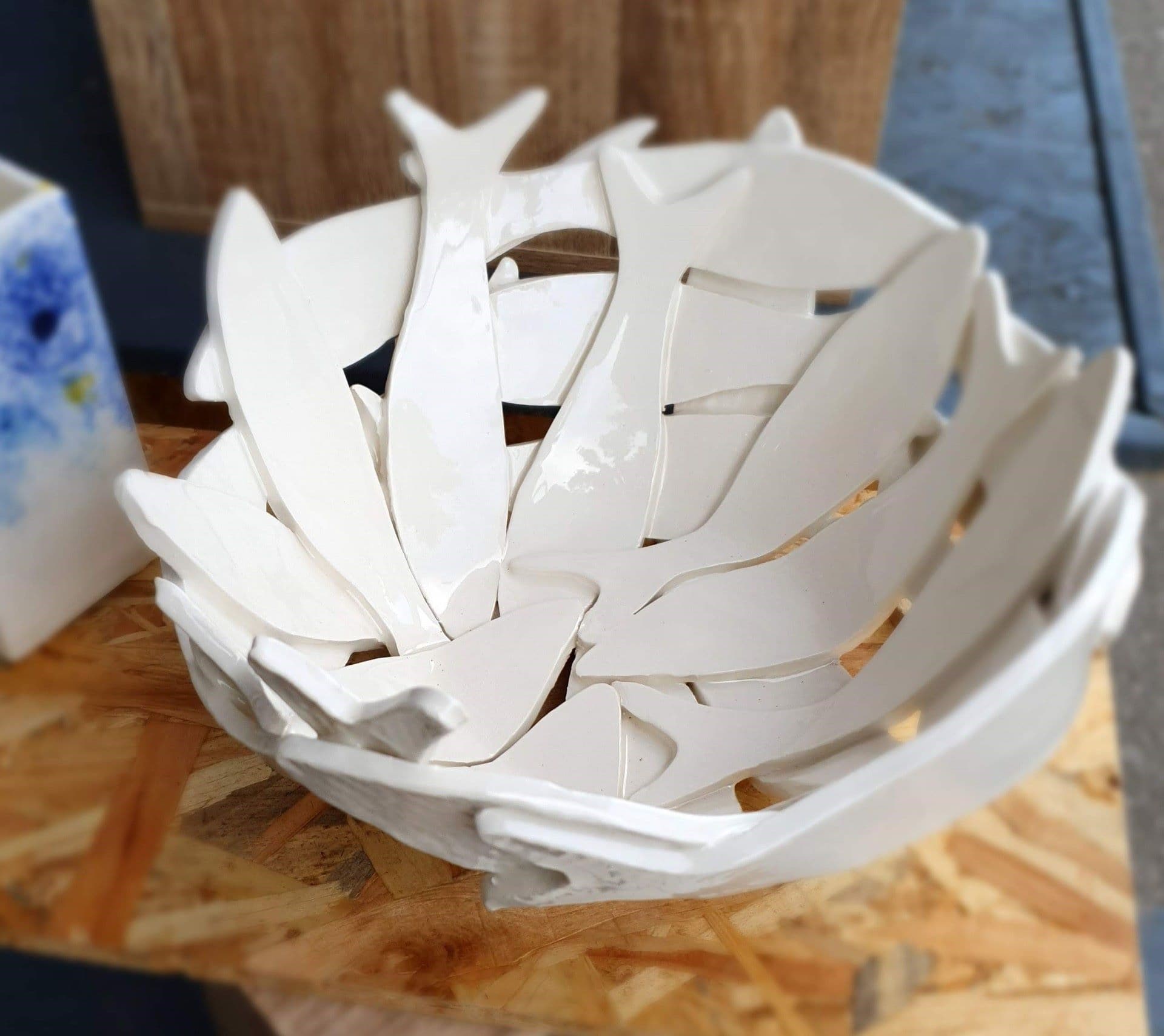 Saladier blanc poissons