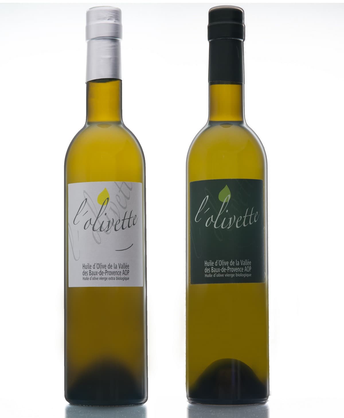 Bouteilles d'huiles d'olives du Domaine de L'Olivette