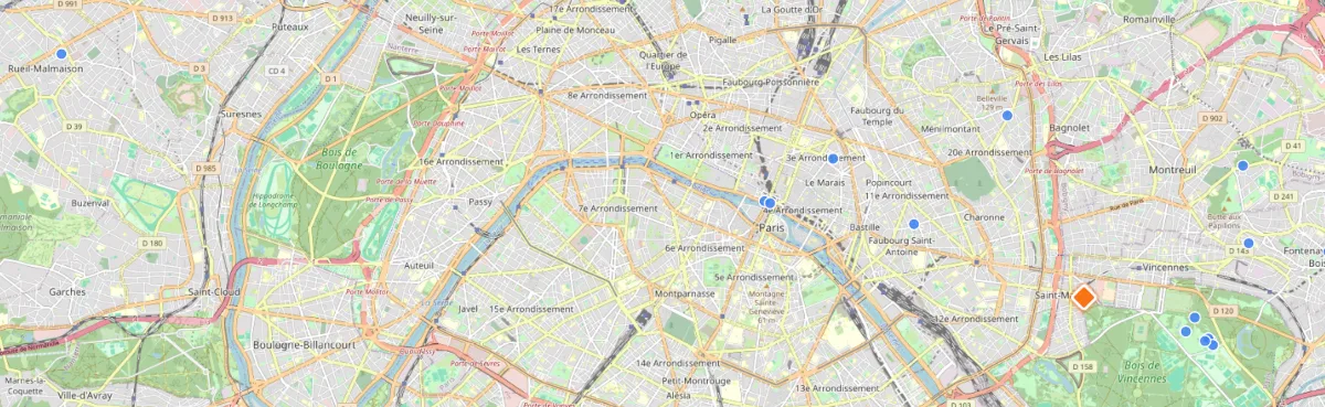 Aperçu de la carte interactive BougeIci avec des points d'intérêt